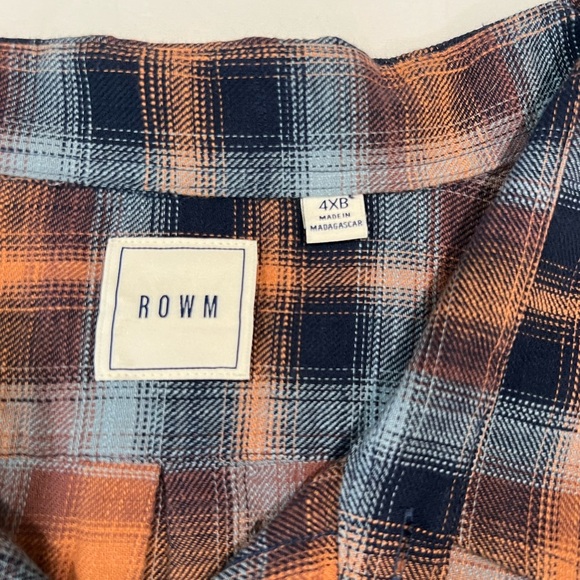 ROWM Men’s 4XB Plaid Button-Up Shirt NWT | 100% Cotton Long Sleeve Flannel - Picture 7 of 8